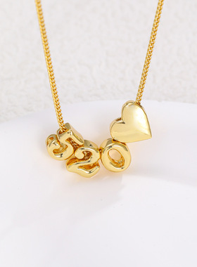 亚马逊热销光面泡泡字母数字创意diy百搭吊坠简约小众锁骨链