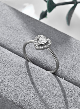 跨境女士不掉色开口戒指可调蝴蝶珍珠锆石不锈钢小众轻奢指环