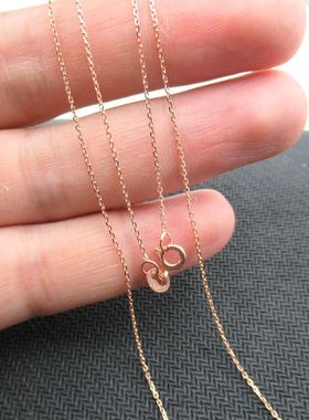 S925纯银项链镀白金玫瑰金黄金O字链 环扣链细十字链DIY吊坠配链