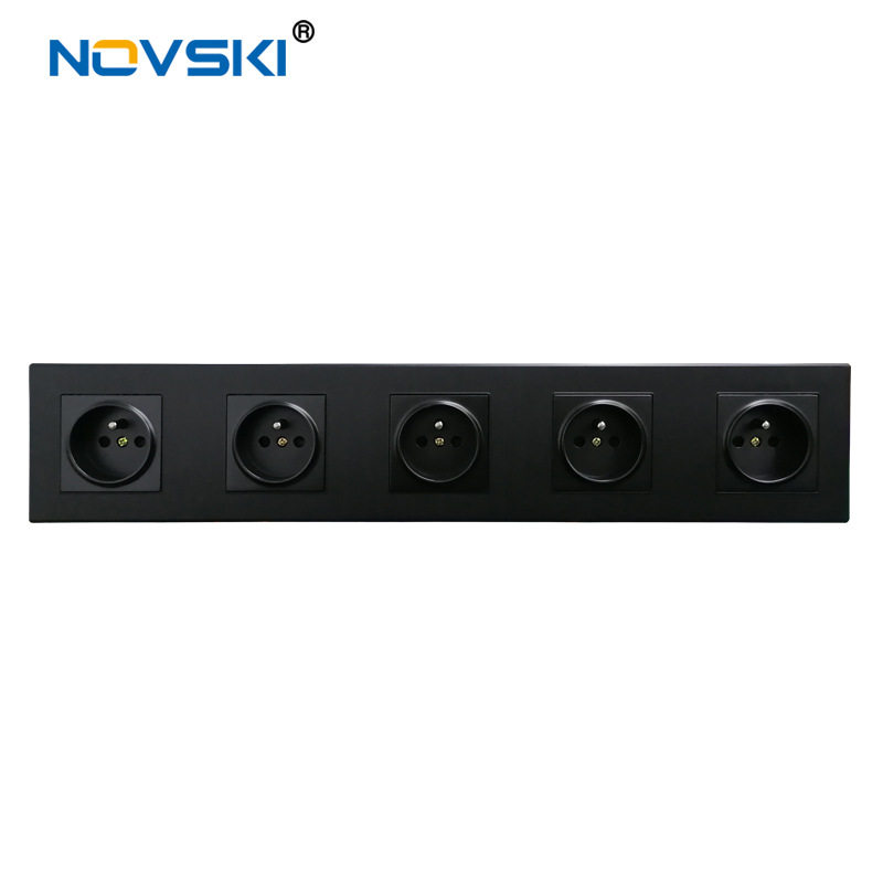 诺世奇新款欧盟电源插座家用暗装86型172*86mm阻燃PC拉丝面板法式 - 图3