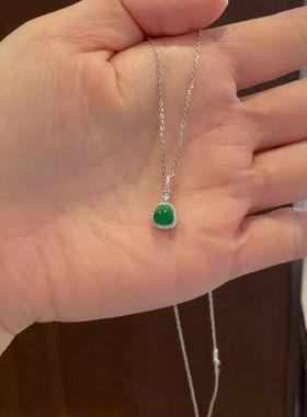 新中式祖母绿钱袋子项链女高级