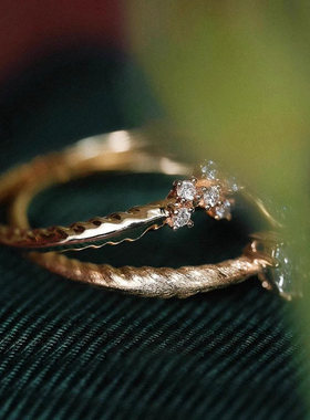 vintager古着做旧金色马眼钻戒指