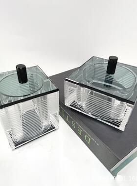 极简水晶圆形储物罐子软装家居样板间卧室化妆桌面饰品盒装饰摆件