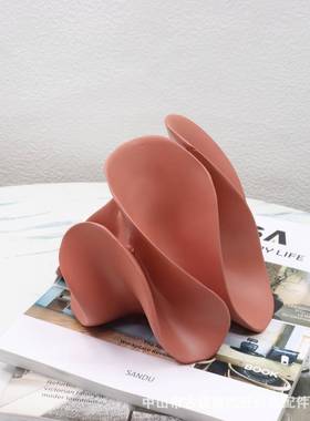 现代创意几何花瓣树脂工艺品灯笼花售楼部家居北欧装饰品摆件