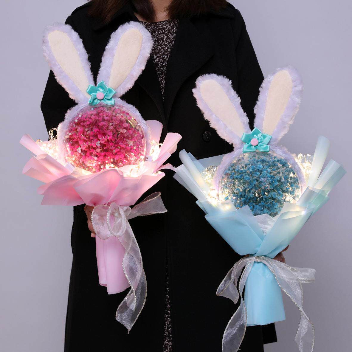 满天星花束波波球永生花干花束520情人节礼物母亲节生日礼物