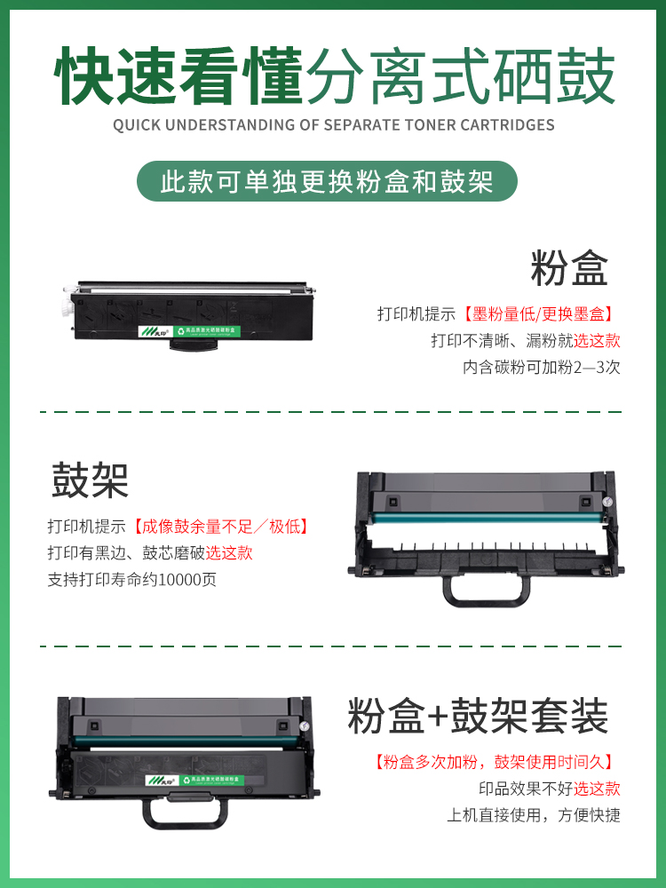 适用联想领像M101dw墨粉盒M102w硒鼓墨盒LT100碳粉盒M100/L100dw/M1520w/m1688dw pro/m200dw至像m260dw墨盒 - 图1