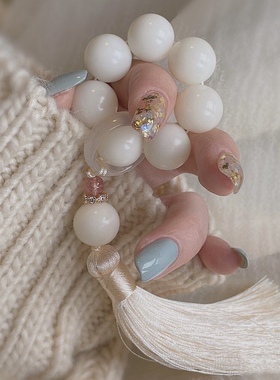 天然白玉文玩把件挂件绕指柔