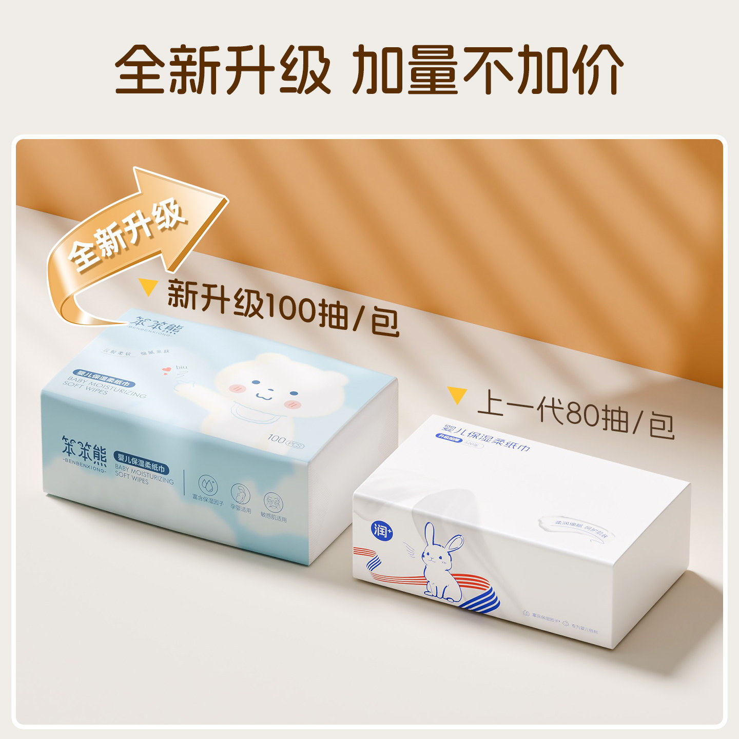 笨笨熊云柔巾乳霜纸新生婴儿柔纸巾宝宝专用超柔保湿纸抽擦鼻涕纸