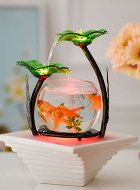 点道（DIANDAO）家居小型客厅鱼缸流水器电视柜摆件陶瓷喷泉办公