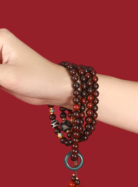 御猫说珍熹小叶紫檀手串油性大密度高满金星手链108颗送女男友生