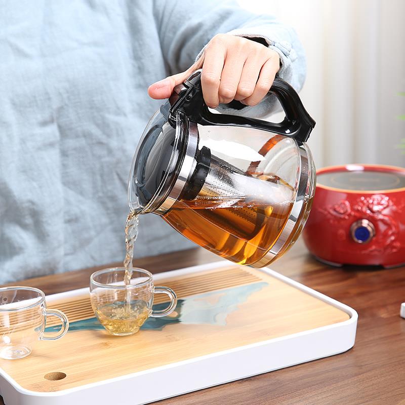 。泡红茶专用茶具普洱玻璃茶壶单壶茶水分离双耳泡茶壶过滤冲茶器