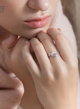 花芽原创北海道的雪纯银戒指