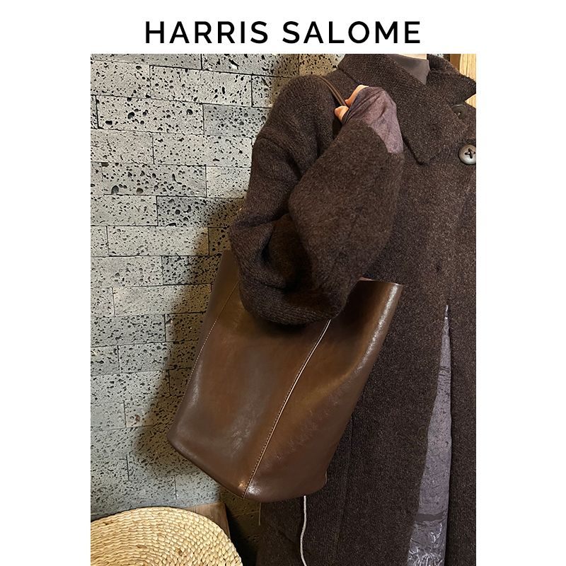 HARRIS SALOME23年冬季新品植鞣皮古朴柔光单肩包简约通勤托特包 - 图0