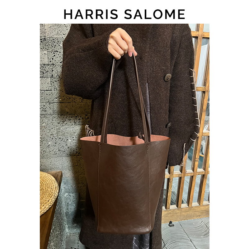 HARRIS SALOME23年冬季新品植鞣皮古朴柔光单肩包简约通勤托特包 - 图1