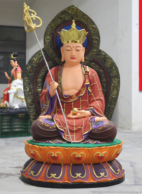 地藏王佛像寺庙树脂带背光