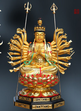 寺庙千手观音带背光千手千臂千眼