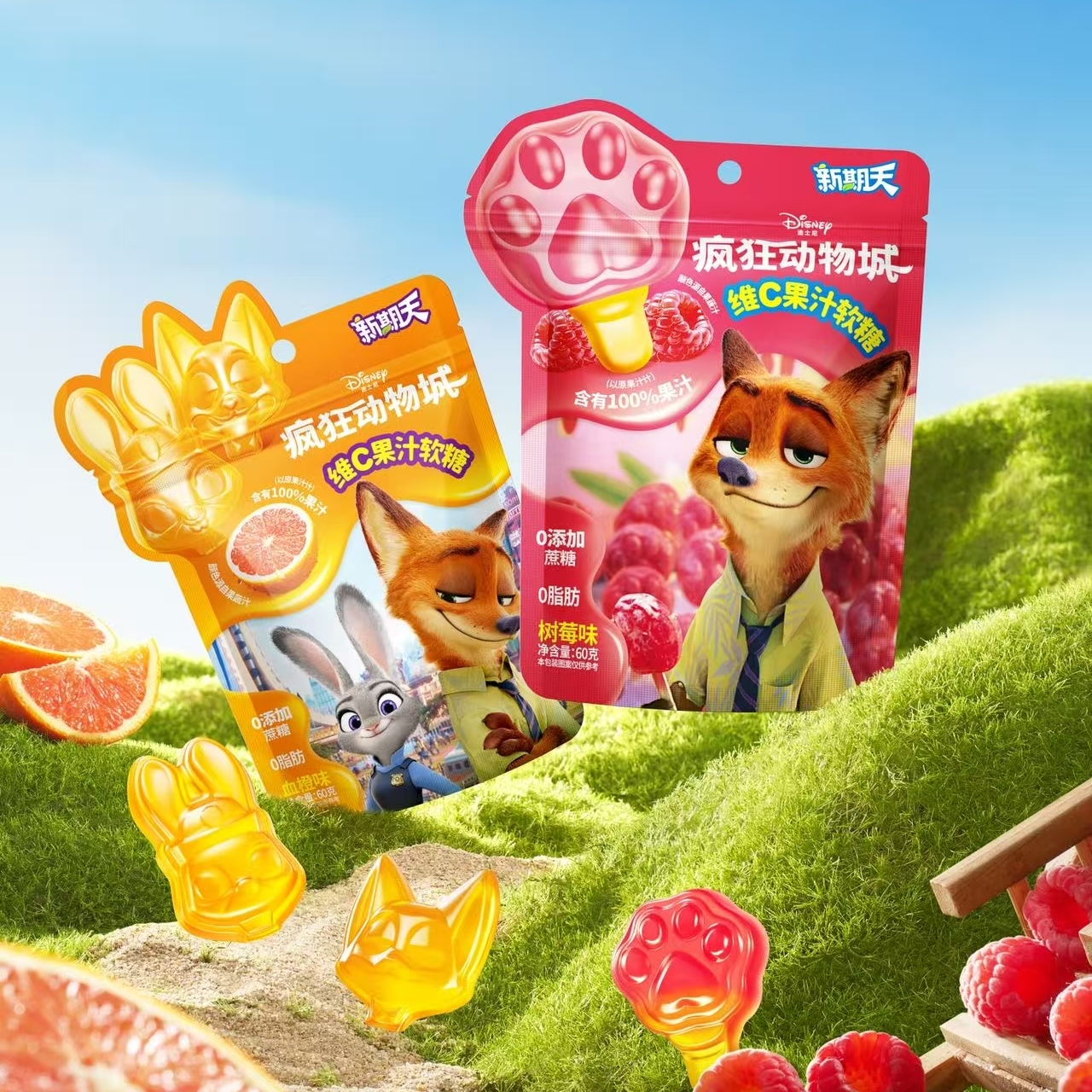 【李佳琦直播间】新期天疯狂动物城剥皮软糖动物造型维c果汁60g*6