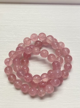 天然马达加斯加粉水晶新矿水透体果冻粉晶手链饰品马粉手串送女友