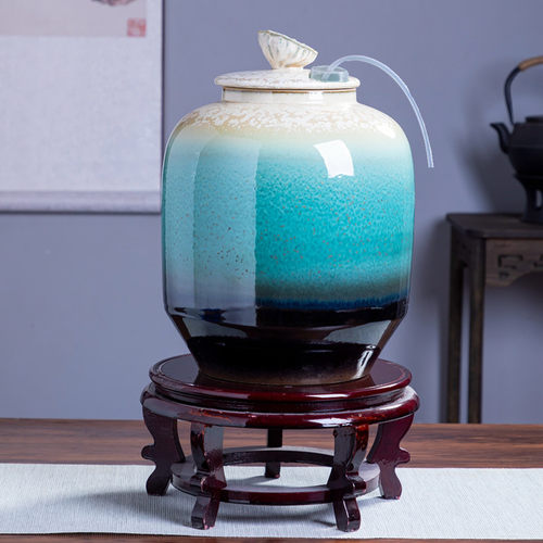 陶瓷水缸家用储水用带龙头茶水桶抽水桶净水缸泡太岁缸自助饮水机-图0