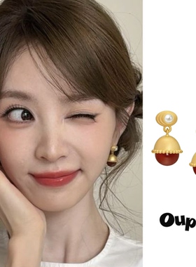 Oups!金玉玲珑耳环天然石吊坠
