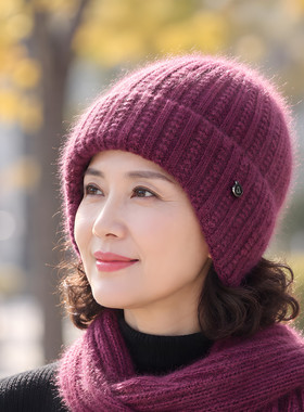 毛线帽女妈妈秋冬保暖包头帽棉帽