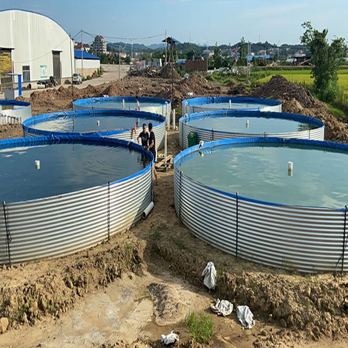 新型户外大型圆形高密度帆布养鱼池加厚刀刮防水池养殖镀锌板支架 - 图2