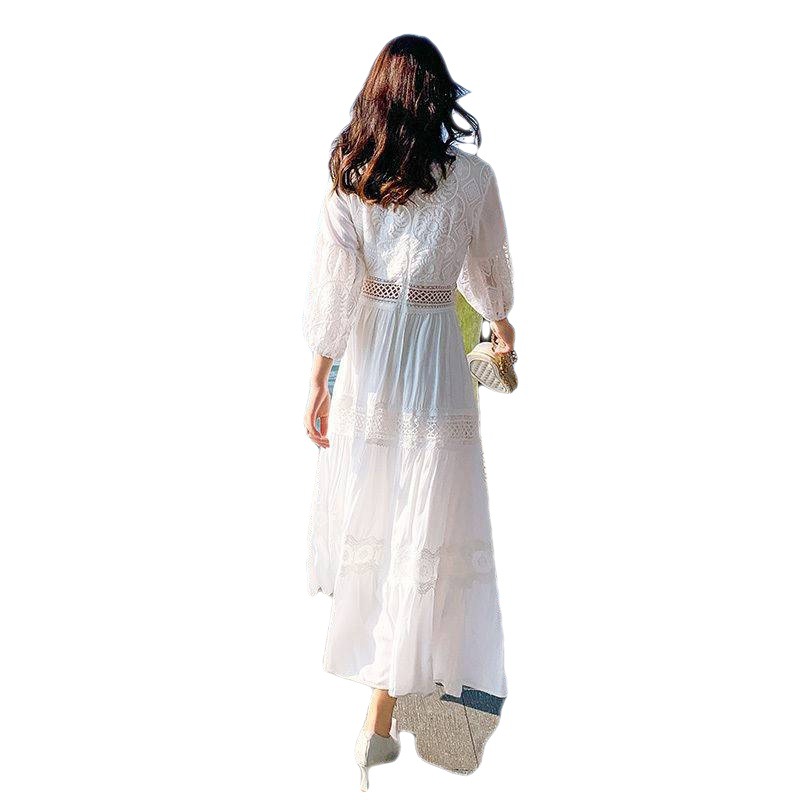 春季流行穿搭气质风情万种高级感法式白色连衣裙长裙春秋连衣裙