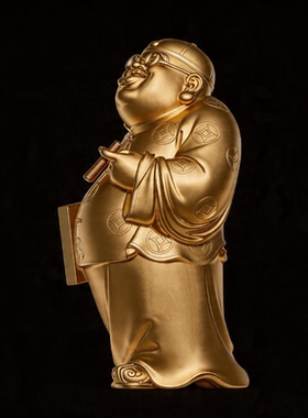 京铜黄铜钱有余摆件铜掌柜财神爷