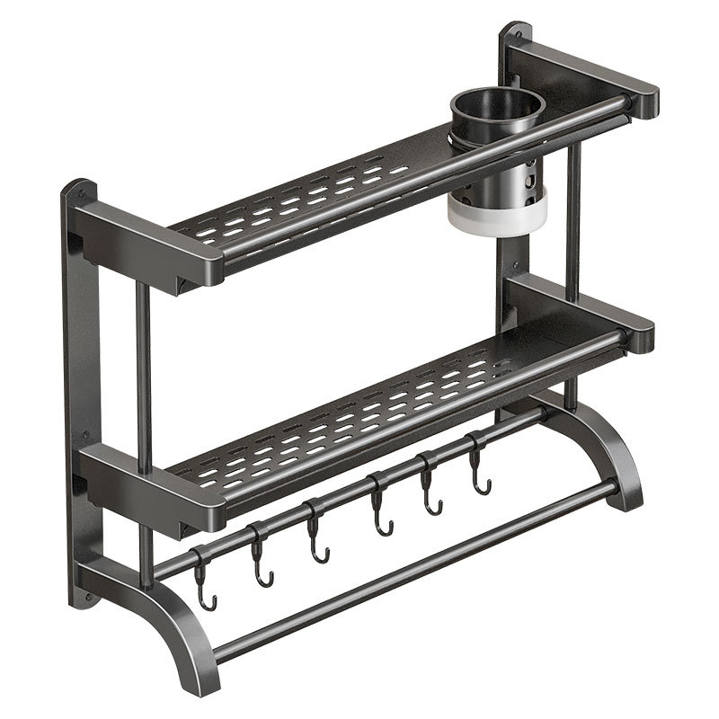 枪灰厨房调料置物架免打孔多功能壁挂调味料筷子刀架多层收纳架子 - 图3