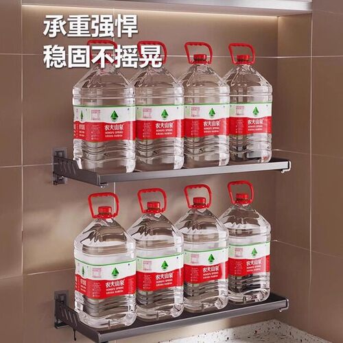 枪灰厨房置物架免打孔壁挂调料架墙上调味品多功能家用锅具收纳架 - 图2