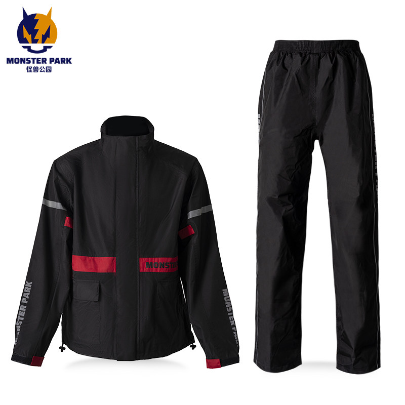 怪兽公园摩托车雨衣电动车分体式雨衣雨裤套装男女防水骑行雨披 - 图3