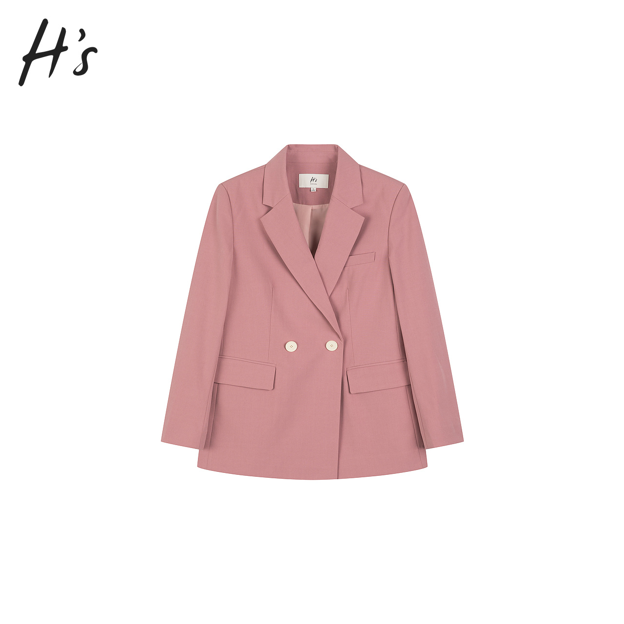 HS奥莱粉色西装2023夏季新款女装商场同款简约街头风中长款外套