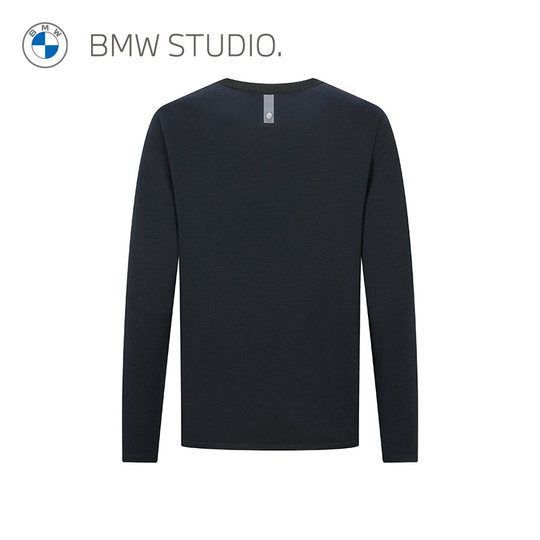BMW STUDIO BMW men's winter tops fashionable and versatile Devin brushed round neck long sleeve men's T-shirt