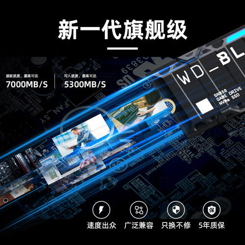 WDBLACK西部数据SN850游戏固态硬盘1T索尼PS5台式机2t电脑Pcie4.0-图0