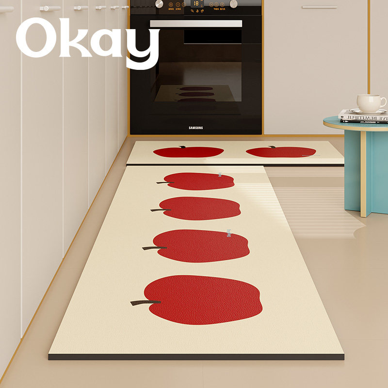 okay苹香蜜梨厨房地垫吸水吸油防滑耐脏脚垫高级感百搭简约地垫子,淘宝优惠券,粉丝福利购,淘宝优惠卷