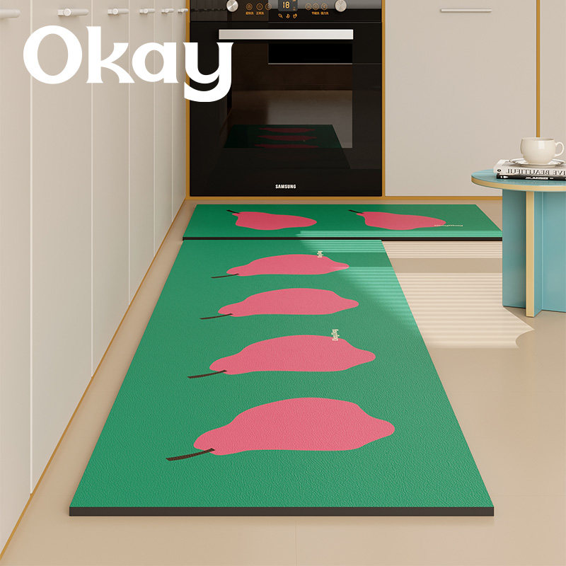okay苹香蜜梨厨房地垫吸水吸油防滑耐脏脚垫高级感百搭简约地垫子,淘宝优惠券,粉丝福利购,淘宝优惠卷