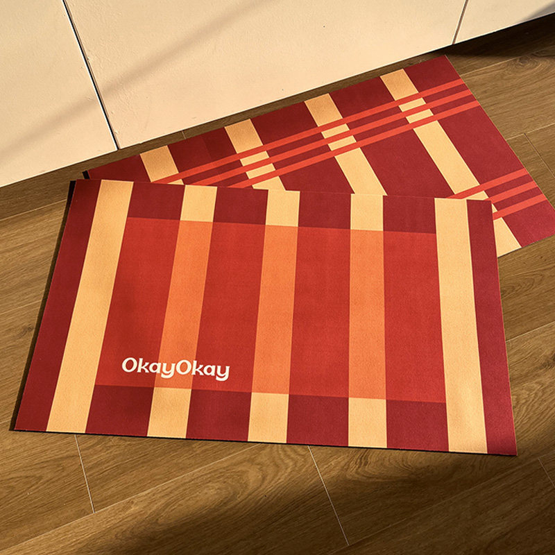 okay条纹 红色喜庆现代厨房地垫吸水防滑脚垫防油耐脏可擦免洗,淘宝优惠券,粉丝福利购,淘宝优惠卷
