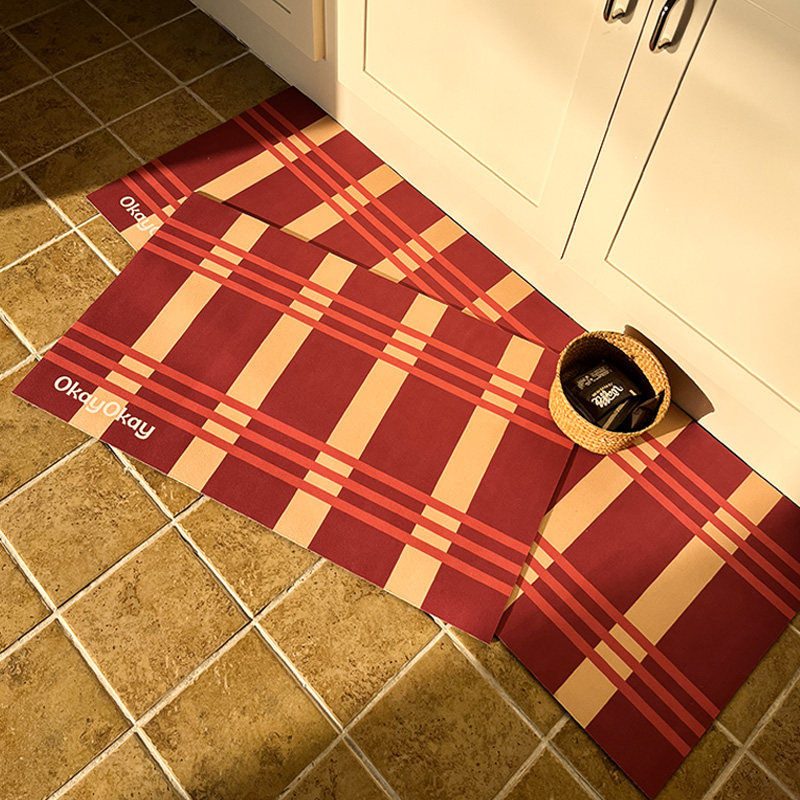 okay条纹 红色喜庆现代厨房地垫吸水防滑脚垫防油耐脏可擦免洗,淘宝优惠券,粉丝福利购,淘宝优惠卷