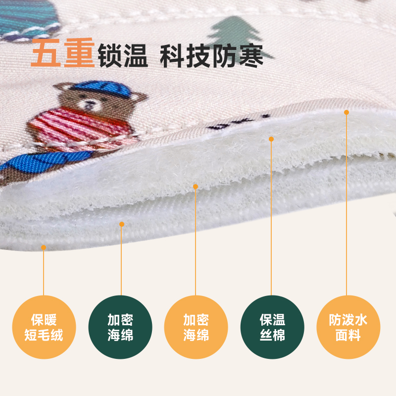 UKI森系小熊童鞋二棉男童女童儿童宝宝中筒加绒保暖防泼水雪地靴
