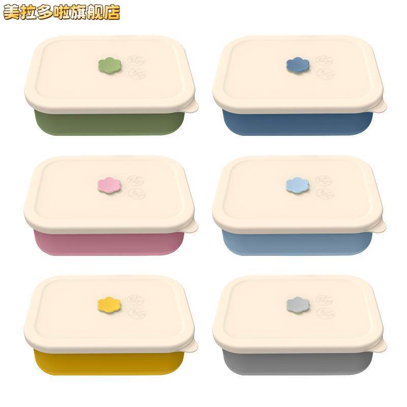 硅胶饭盒食品级便当盒餐盘可微波炉儿童小学生食堂上班族分格餐盒 - 图3