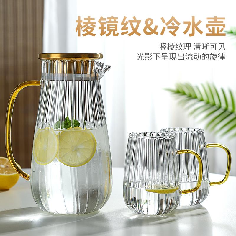 夏季冷水壶耐高温玻璃茶壶大容量凉白开水杯子套装耐热凉水壶家用 - 图0
