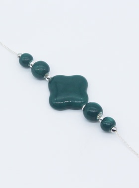 景德镇陶瓷手链串孔雀绿釉