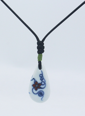 景德镇柴烧手绘青花斗彩粉彩项链