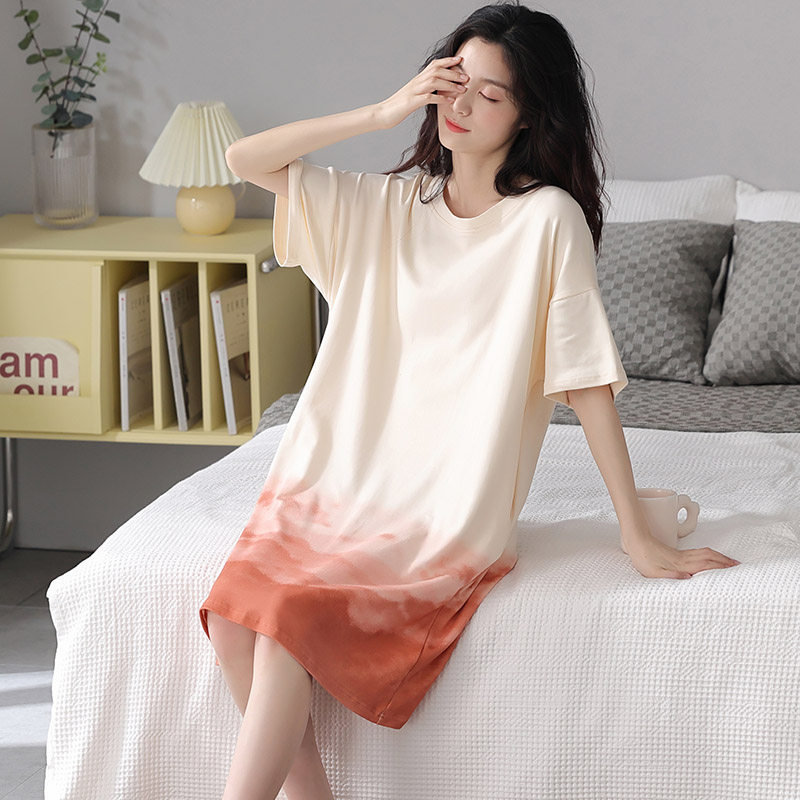 2套价情侣夏季纯棉短袖甜美夏睡裙 亲姿色睡衣/家居服套装