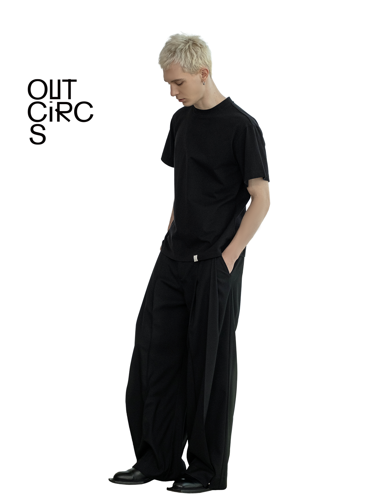 OUTCiRCS 多层折叠阔腿裤春季新款腰围可调节休闲裤易打理裤子 - 图1