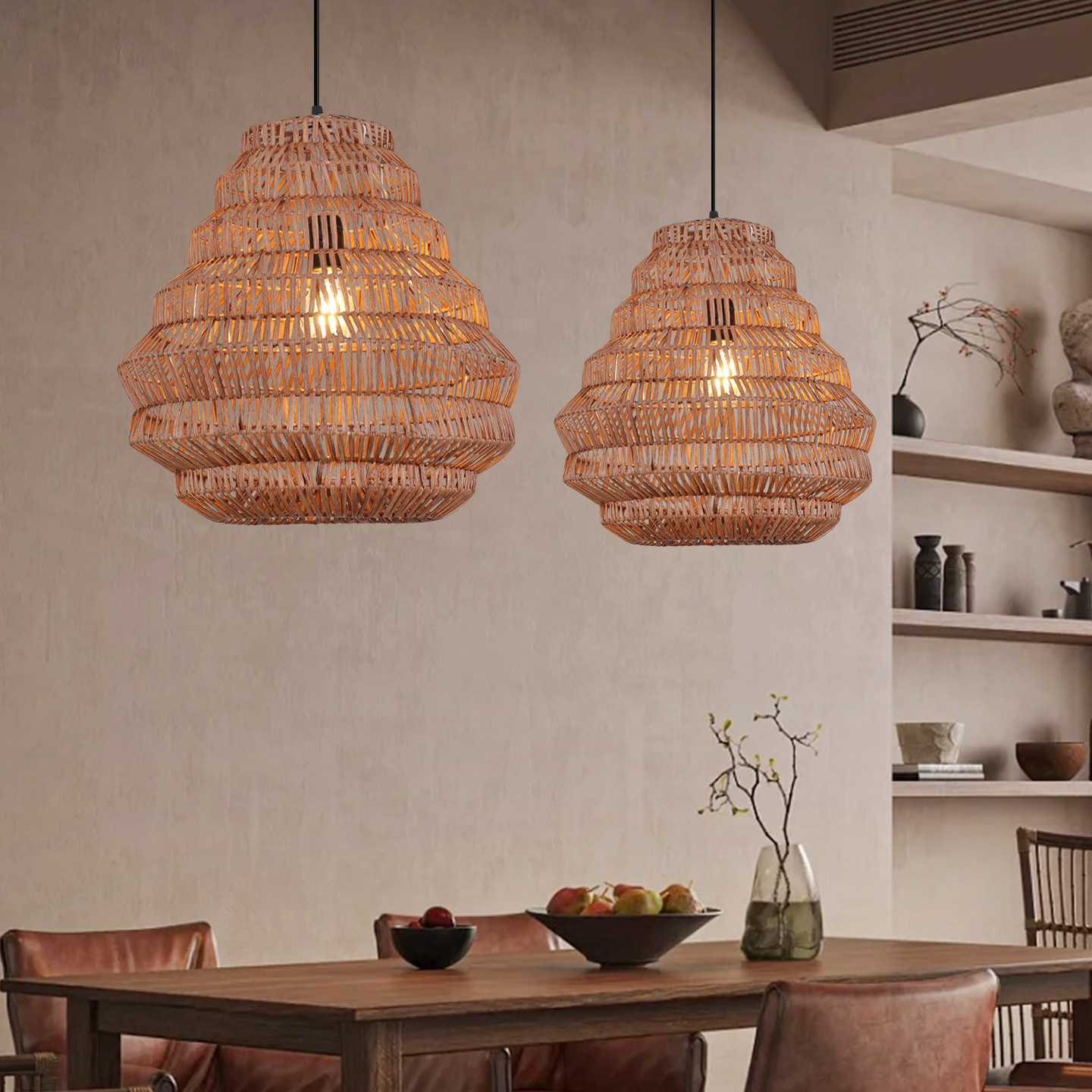 复古侘寂风餐厅灯日式卧室客厅书房田园民宿客厅吧台茶室藤编吊灯,淘宝优惠券,粉丝福利购,淘宝优惠卷