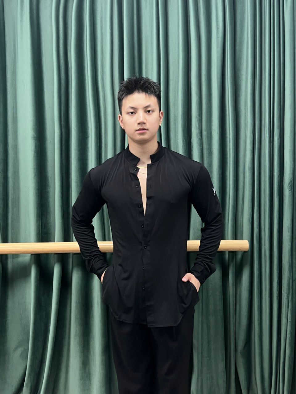 Lucky拉丁舞服男士长袖上衣新款纽扣衬衫练舞艺考表演班服摩登舞,淘宝优惠券,粉丝福利购,淘宝优惠卷