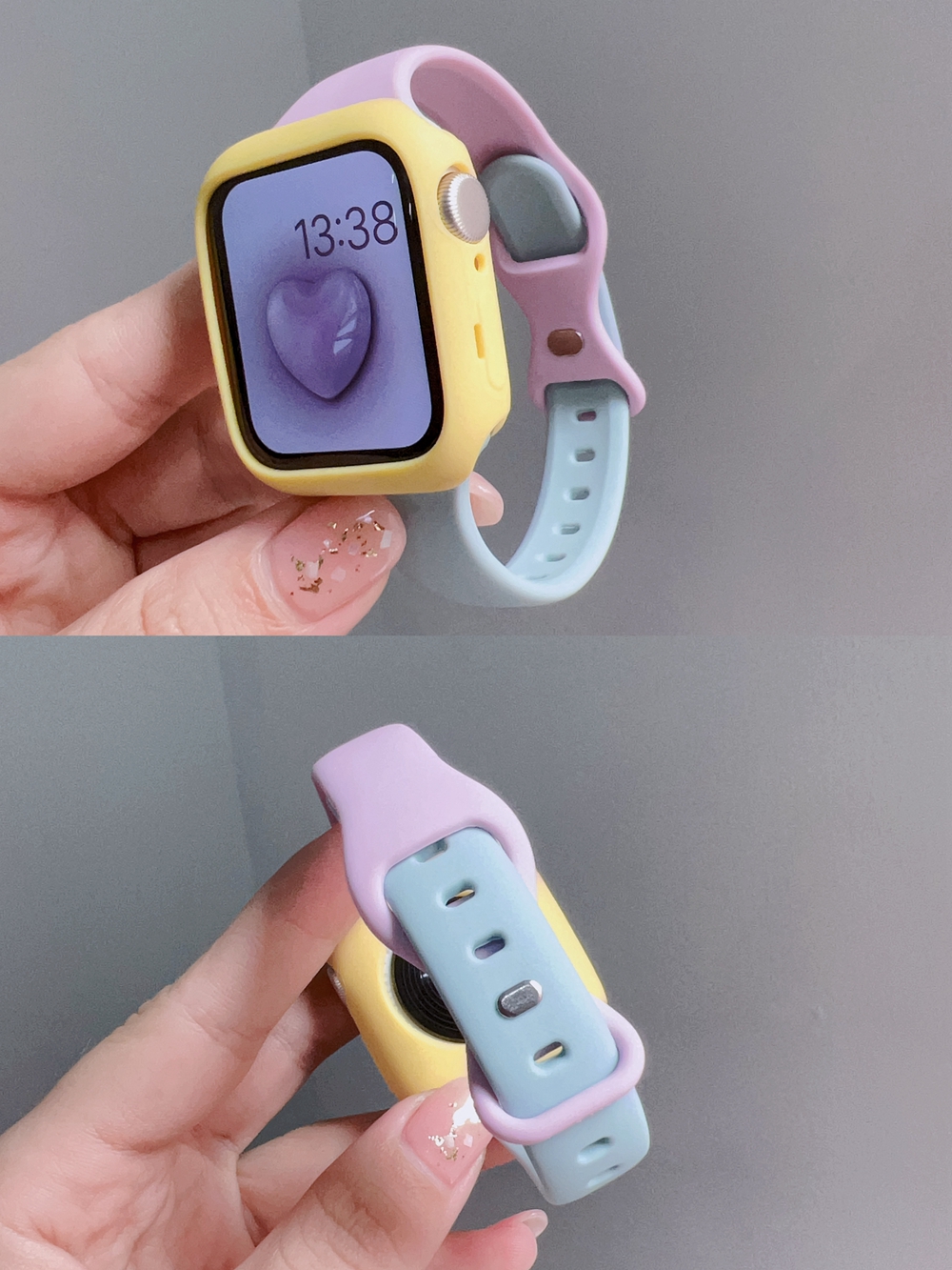 IWUJIAO适用苹果手表带撞色运动女apple iwatch s9 8 7 5 4 3 2 1 6 se 38 42mm 44mm 41mm 40 45mm硅胶49mm - 图1