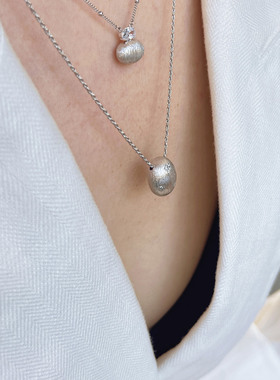 莓拉「绒丸」秋冬气质款银色拉丝项链天鹅颈搭配颈链圣诞礼物