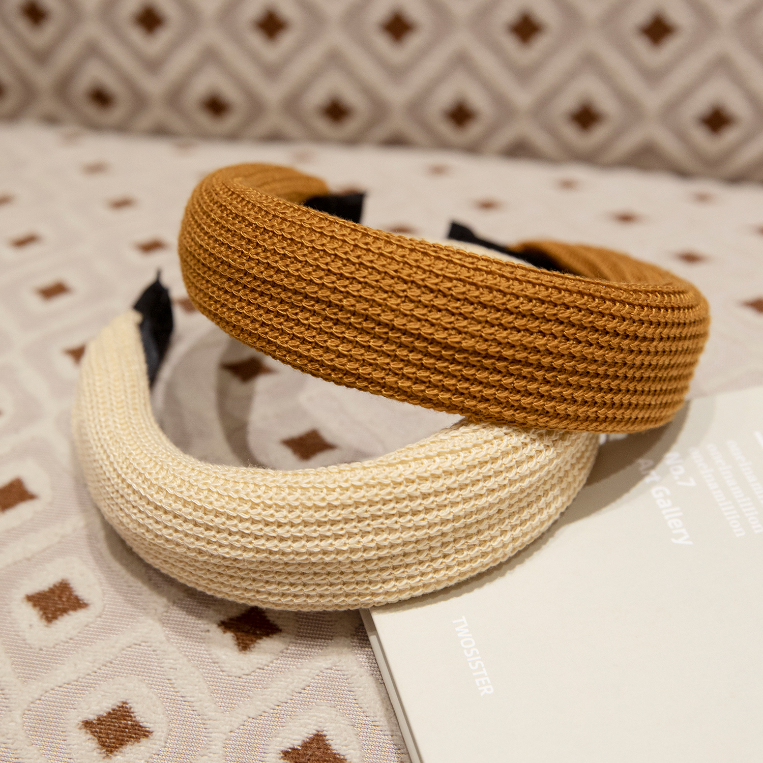 莓拉复古港风宽边慵懒针织发箍美拉德色系高颅顶发饰 - 图3